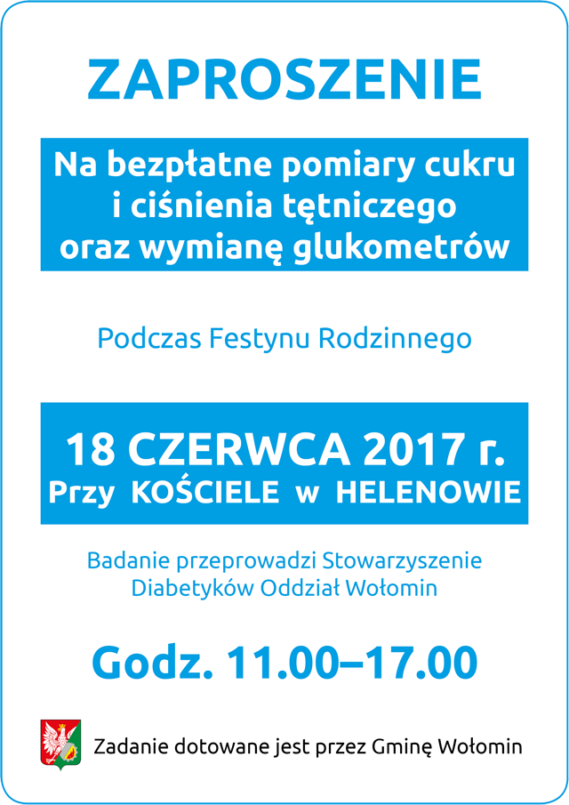 Polskie Stowarzyszenie Diabetyków zaprasza na badania przesiewowe &#8211; 10 i 18 czerwca
