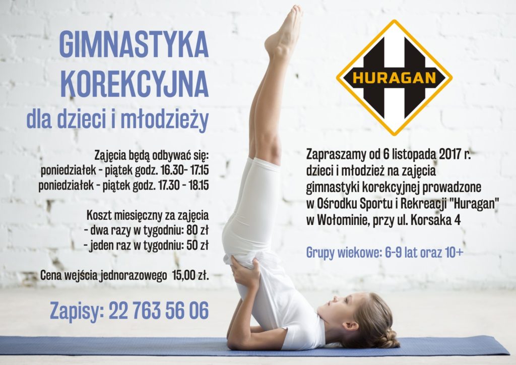 Gimnastyka korekcyjna dla dzieci i młodzieży &#8211; OSiR Huragan Wołomin zaprasza!