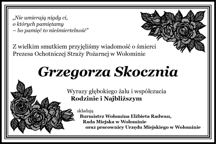 Kondolencje dla rodziny Grzegorza Skocznia