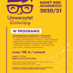 Logo uniwersytetu dziecięcego z Harmonogramem na rok 2020 i 2021