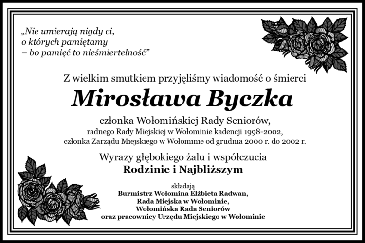 kondolencje Mirosław Byczek
