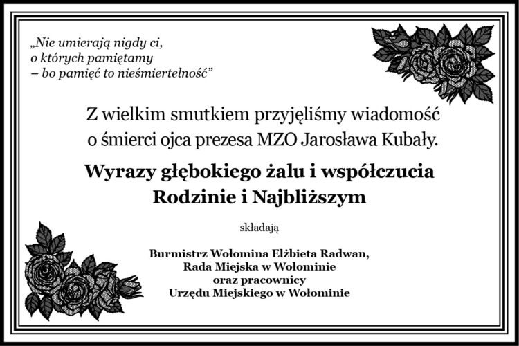 kondolencje dla Jarosława Kubały