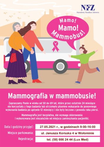 Plakat dot. bezpłatnej mammografii