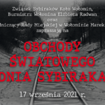 Zdjęcie torów na tle surowego, zimowego krajobrazu. Na zdjęciu zaproszenie na Światowy Dzień Sybiraka.