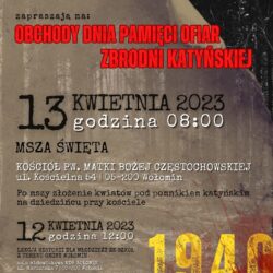 Plakat z programem na uroczystości z okazji Dnia Pamięci Ofiar Zbrodni Katyńskiej