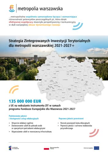 Grafika dotycząca Strategii Zintegrowanych Inwestycji Terytorialnych dla metropolii warszawskiej 2021-2027+ pozytywnie zaopiniowana