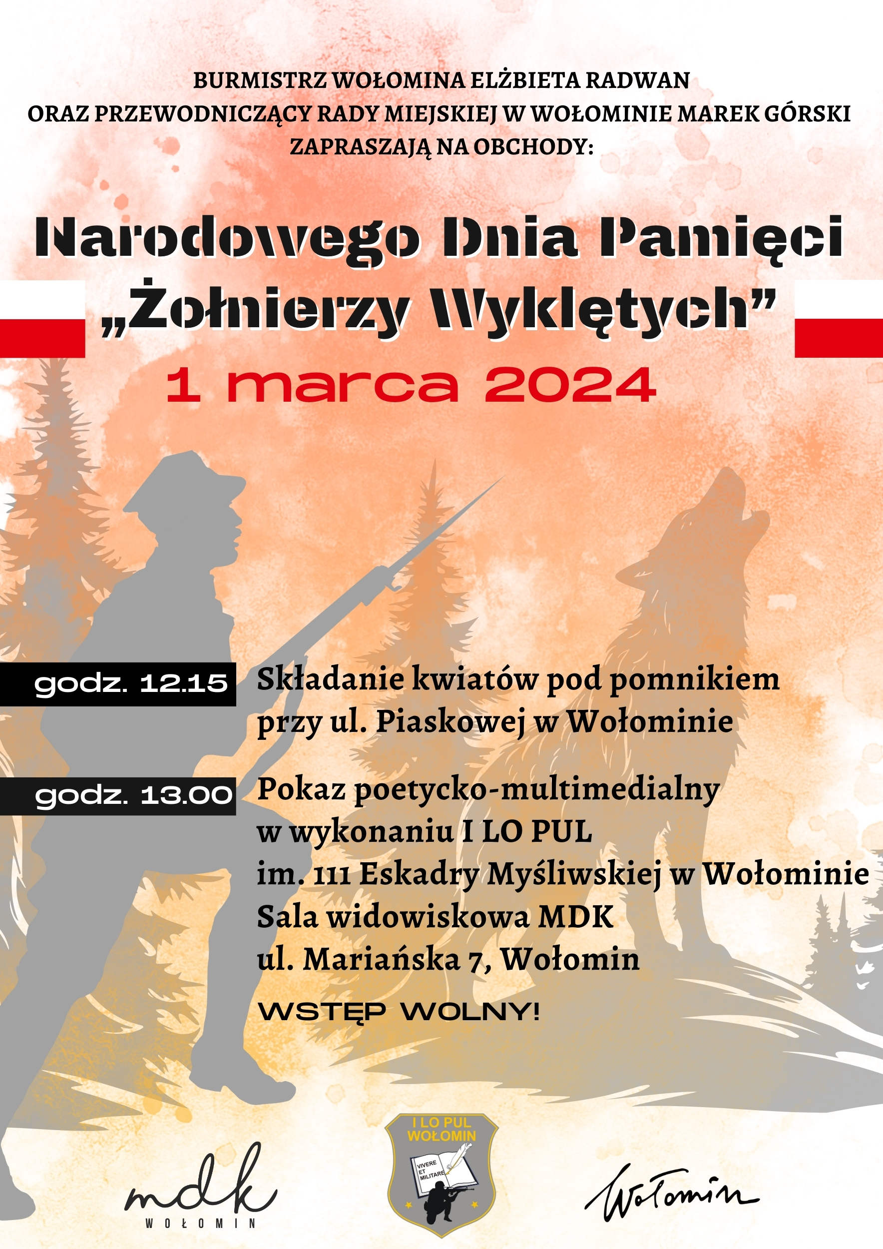 Narodowy Dzień Pamięci Żołnierzy Wyklętych w Wołominie plakat