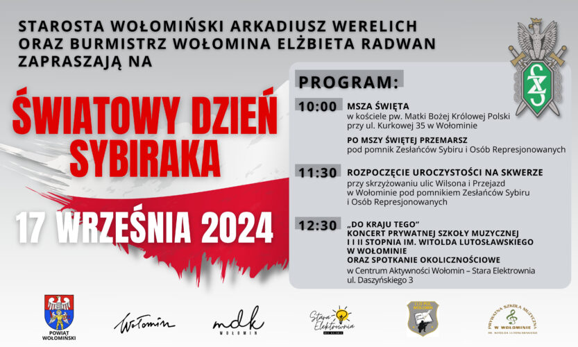 Zapraszamy na obchody Światowego Dnia Sybiraka 17 września