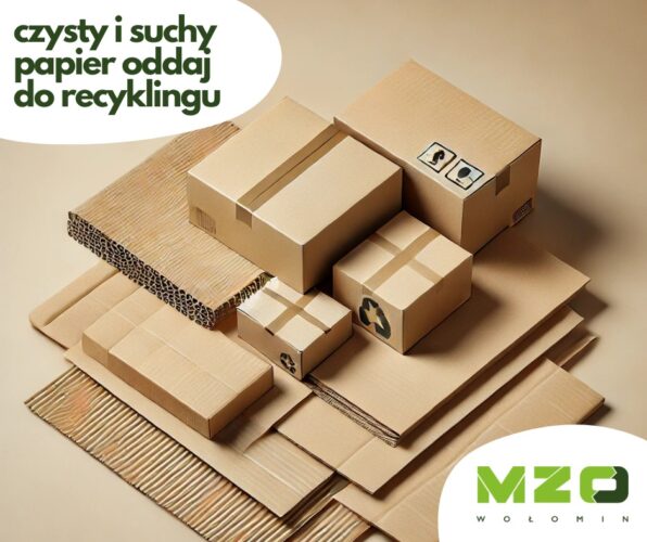 Grafika z napisem: Czysty i suchy papier oddaj do recyklingu