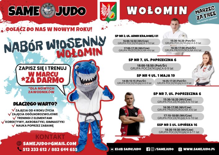 Wiosenny nabór do Klubu SameJudo Wołomin! W marcu trenuj za darmo