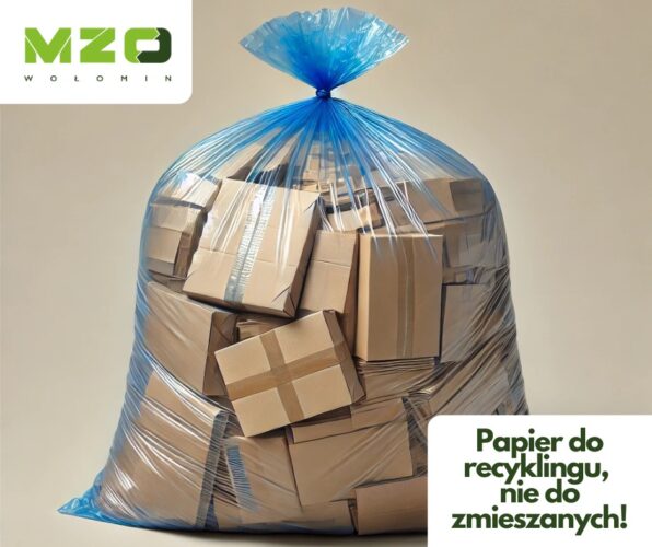 grafika z napisem: papier do recyklingu nie do zmieszanych