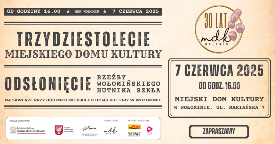30-lecie Miejskiego Domu Kultury w Wołominie i odsłonięcie rzeźby Wołomińskiego Hutnika Szkła