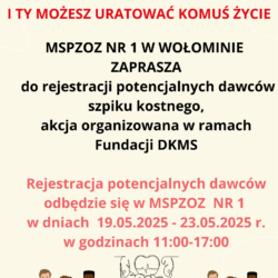 Rejestracja potencjalnych dawców szpiku kostnego w MSPZOZ 1