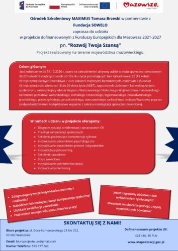 Szukasz wsparcia i nowych kompetencji? Dołącz do projektu &bdquo;Rozw&oacute;j Twoją Szansą&rdquo;