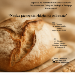 Bezpłatne warsztaty pieczenia chleba na zakwasie