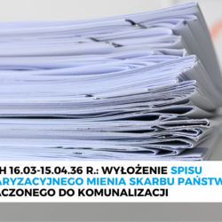 Wyłożenie spisu inwentaryzacyjnego mienia Skarbu Państwa przeznaczonego do komunalizacji