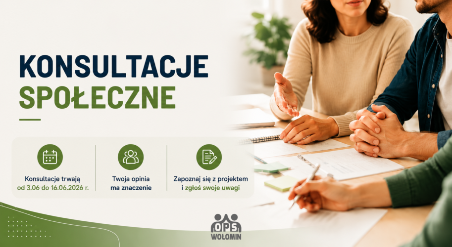 Konsultacje społeczne projektu Strategii Rozwiązywania Problem&oacute;w Społecznych dla Gminy Wołomin na lata 2026-2032